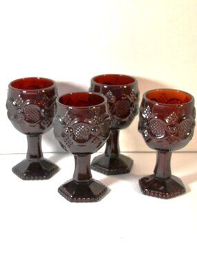 Avon Ruby Red Stem Goblets Set Of 4 Decor Accent